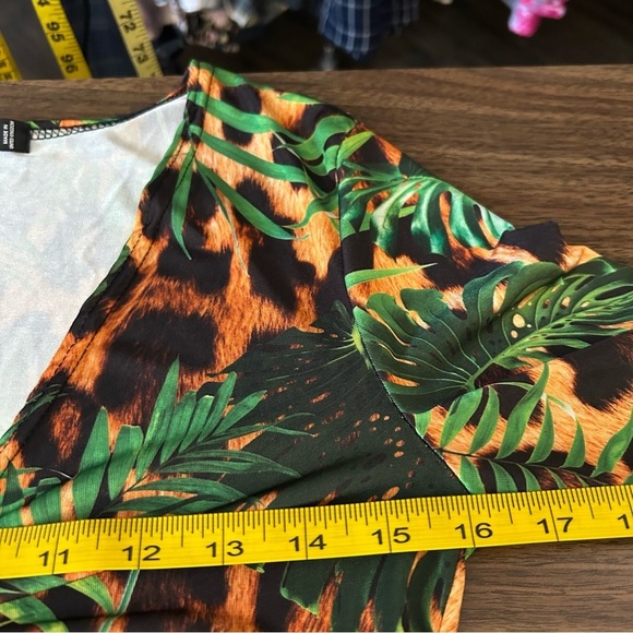 ❤️ MISSGUIDED Tropical Print Long Sleeve Top 8 - Picture 10 of 13